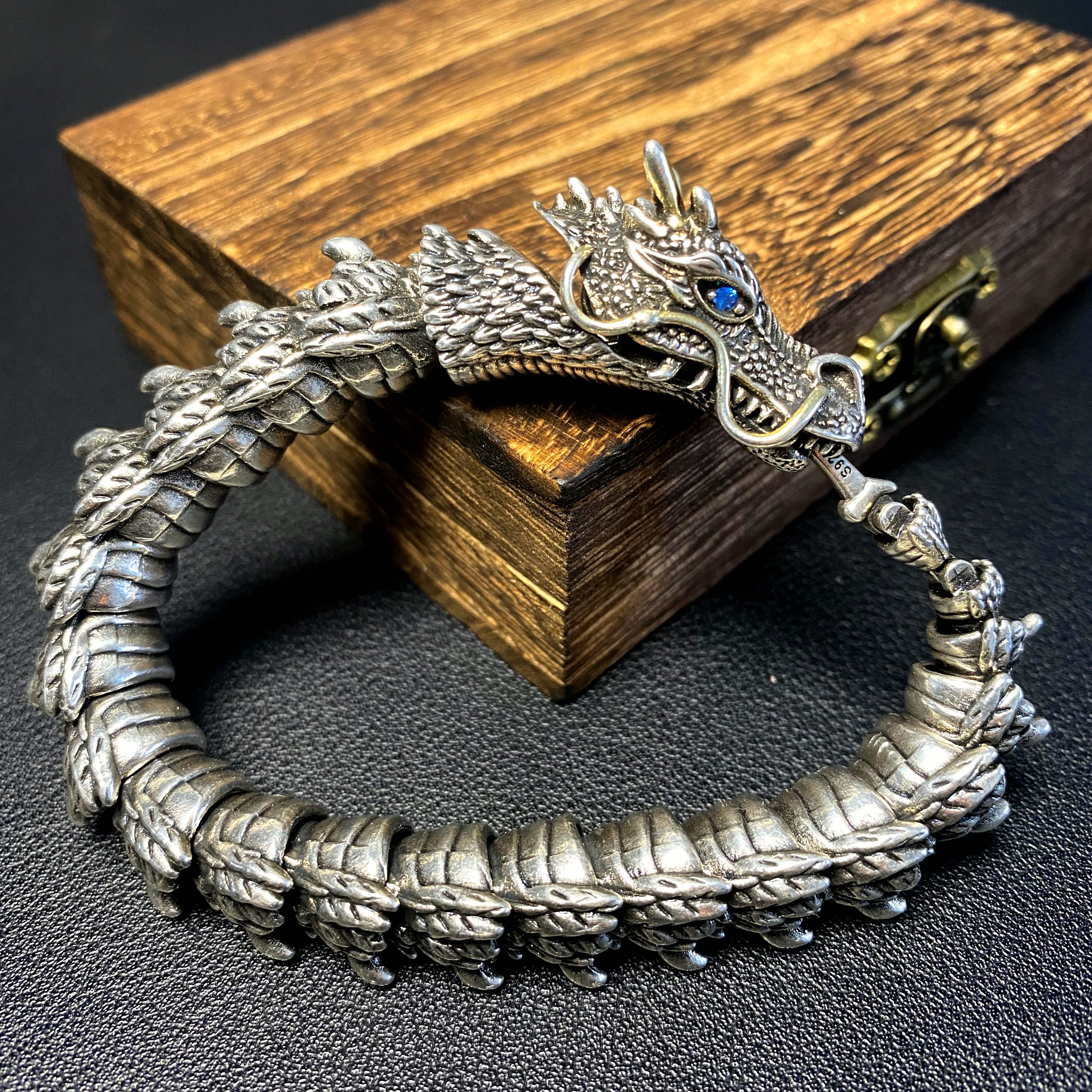 Matte Metal Dragon Head Bangle Bracelet – RING OF GOD